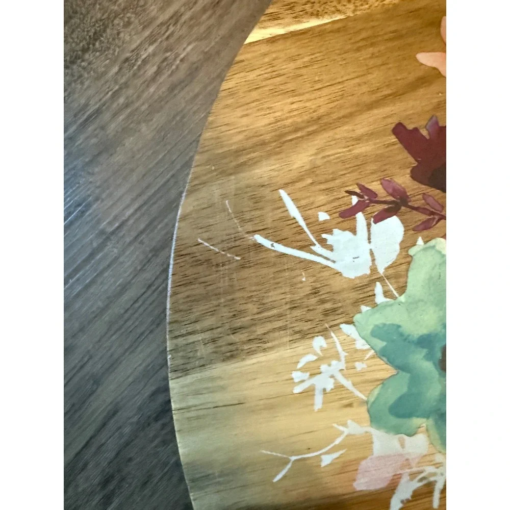 The Pioneer Woman Acacia Wood Lazy Susan Floral Watercolor Rotating Serving Tray